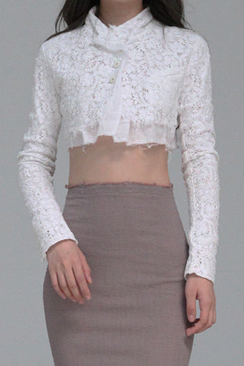 marc le bihan cotton crop top 2231-E21 WHITE